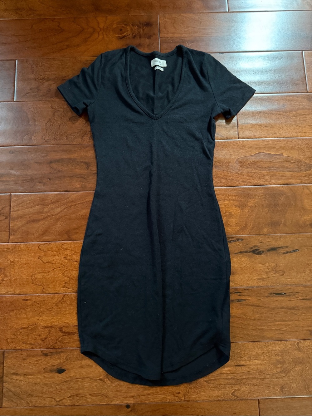 TNA Black V-Neck Short Sleeve Mini Dress